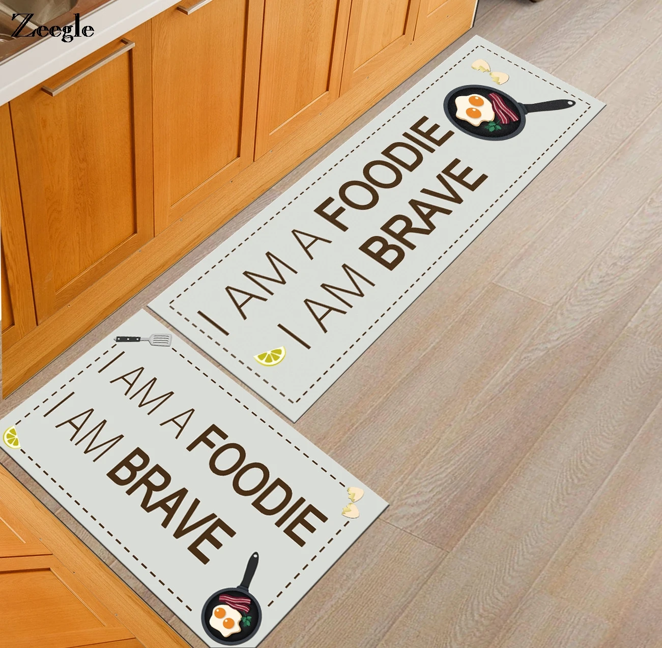 Zeegle Kitchenware Printed Entrance Mats Kitchen Rugs Carpet For Living Room Anti-Slip Bathroom Rug Home Coffee Table Floor Mats