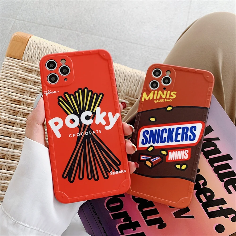 Japan Food brand Pocky chocolate peanut Calorie Snickers Case For iPhone 12 11 Pro X XR XS MAX 7 8 Plus SE2 Soft Silicon Cover | Мобильные