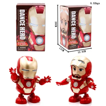 

New Avengers Dancing Iron Man Robot with LED Music Flashlight Tony Stark Electric Toy for Kids