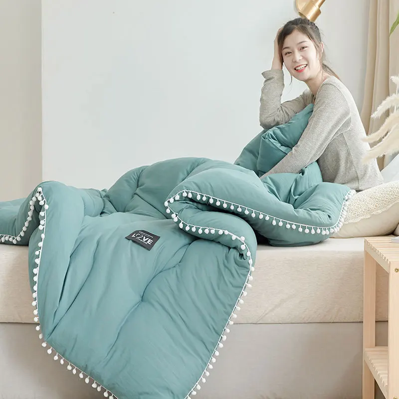 

Bed sheetblanket Cotton Quilt Bedding Thick Warm Ball Solid Color Winter Quilt