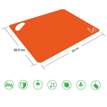 

6 Pcs Flexible Plastic Cutting Board Mats Set Colored Kitchen Mats with Food Icons Easy Grip Handles DEC889