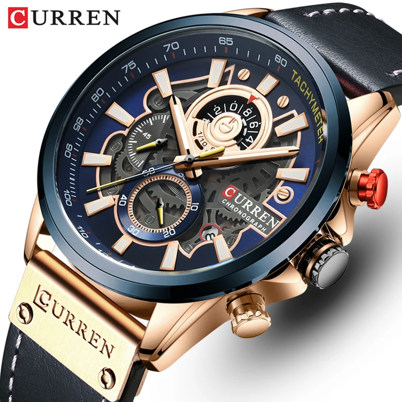 

CURREN Mens Watches Luxury Brand Fashion Quartz Watch Men Leather Sports Wristwatch Chronograph Clock Male Relogio Masculino