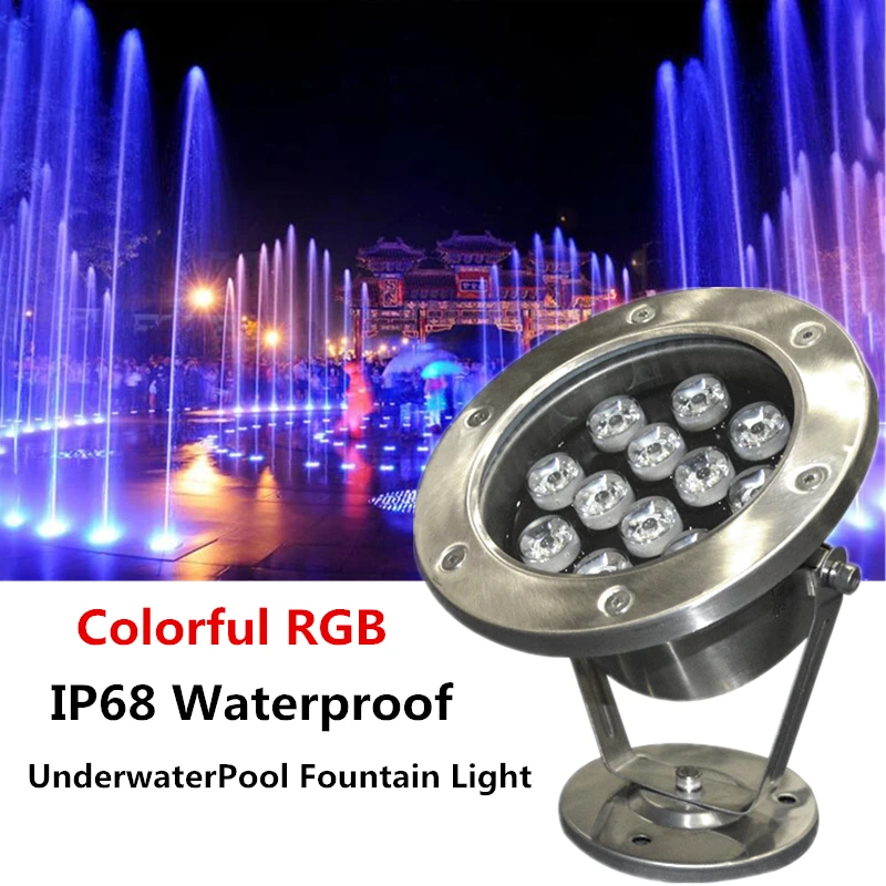 

IP68 Waterproof Pool Pond Fountain Light LED Rgb Colorful Underwater Light Landscape Lighting Spotlights 24W 36w 12v 24v Lamps