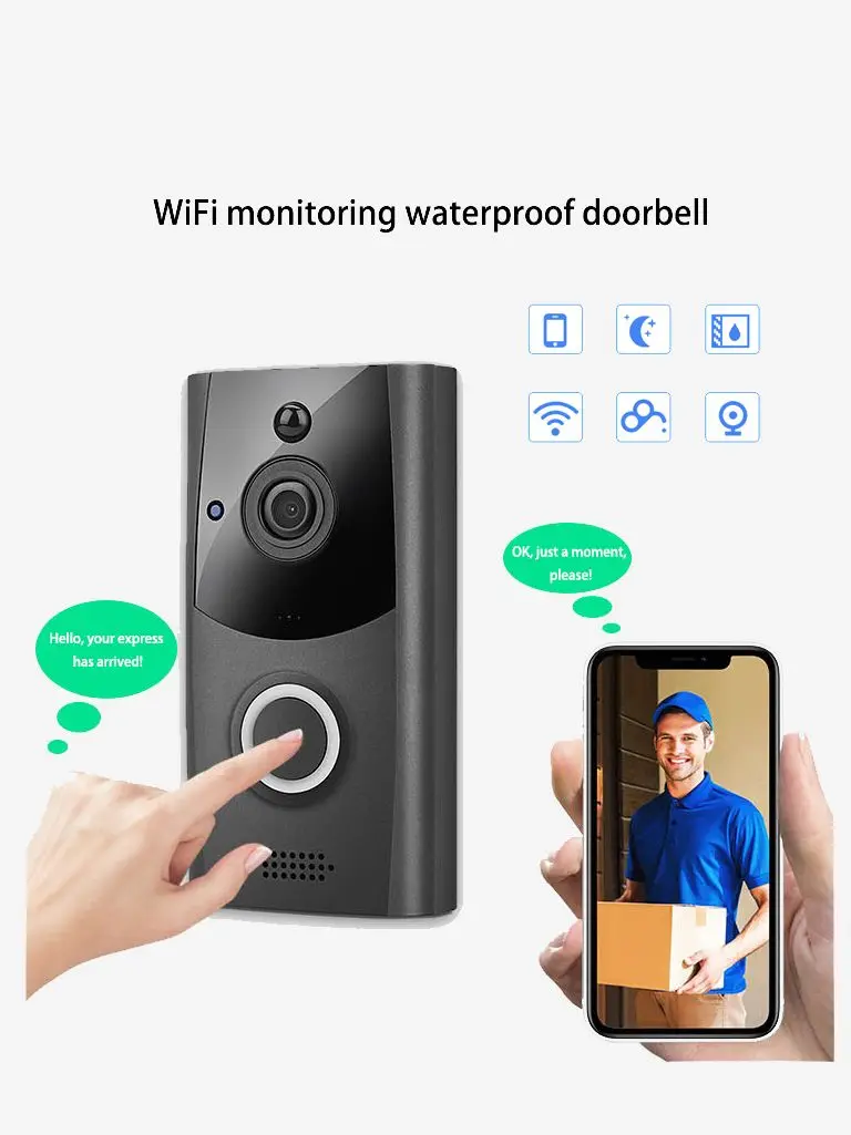 wireless door intercom Smart WiFi Video Doorbell Camera Visual Intercom With Chime Ring Night Vision IP Door Bell Wireless Home Monitor wireless gate intercom with camera