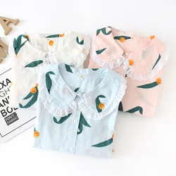 Style Spring and Autumn New Ladies Pajamas Suit Cotton Double Gauze Long-sleeved Trousers Yukata Home Service Woman