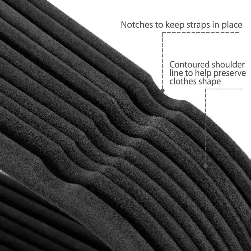 3 in 1 Black Non-Slip Flocked Velvet Hanger Ganchos Perchas Terciopelo PARA  Ropa (VH020-1) - China Velvet Hanger and Velvet Clothes Hanger price