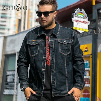 

Gersri Luxury casual fatty guy's baggy denim jacket Large size XL-5XL 6XL Male Coat fashion jacket spring autumn jacket new