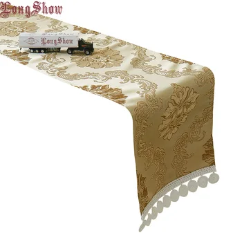

Home Decorative 30x90cm 30x180cm Gold Line European Style Modern Table Runner Lovely Polyester Jacquard Cover TV Stands Caninet
