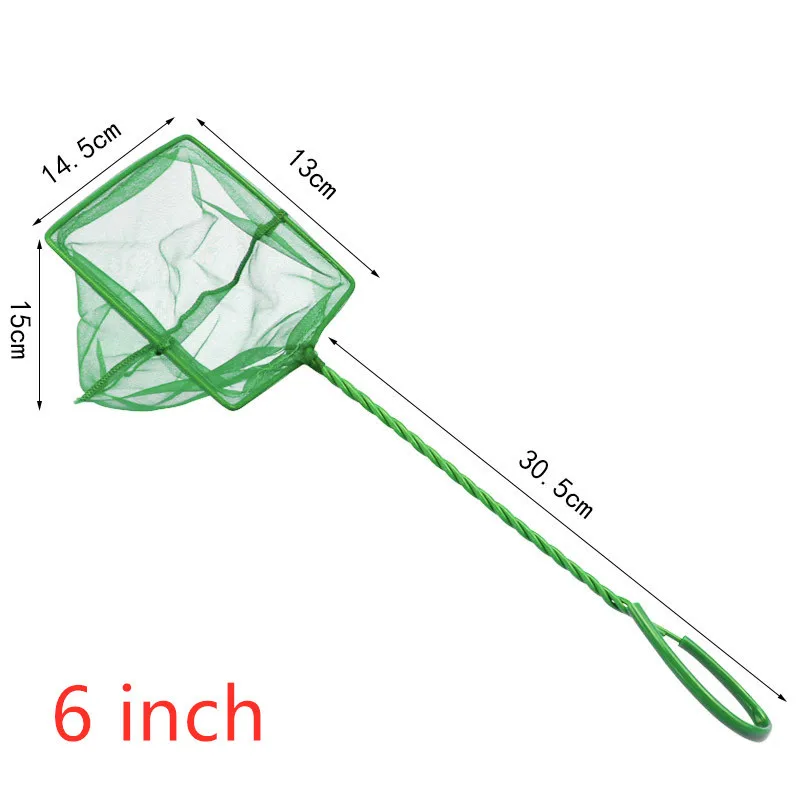 Аквариумные рыболовные сети 1 шт. Полезная портативная длинная ручка Квадратный Аквариум сачок для аквариума сетка сачок для рыбы - Цвет: 6 inch
