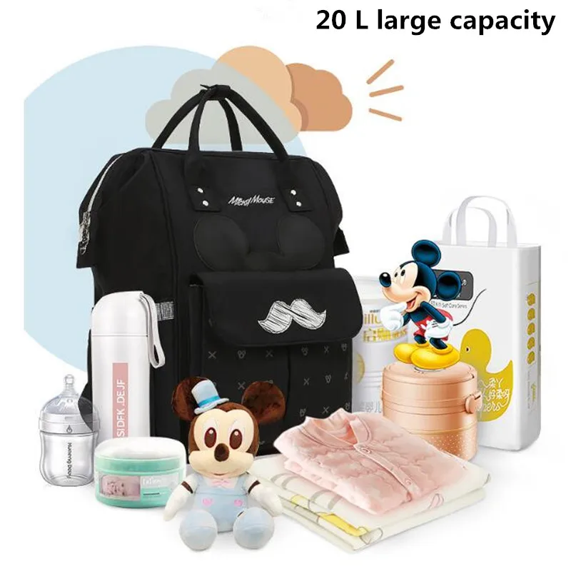 Disney пеленки мешок рюкзак USB бутылка изоляционные сумки Минни Микки большая сумка для путешествий Оксфорд кормления ребенка уход Мумия подгузник мешок