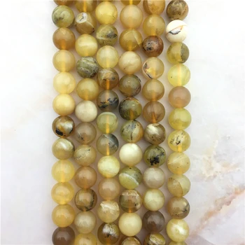 

Natural Round Yellow Opal Beads Stone High Grade 6 8 10mm Raw Smooth Loose Opal Quartz Hole Gem Bead For Jewelry Making Bracelet