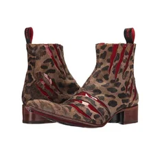 Мужские коричневые кожаные повседневные ботинки «Челси» с отпечаток когтя красного волка; Zapatos De Hombre botas hombre Blancas; D315