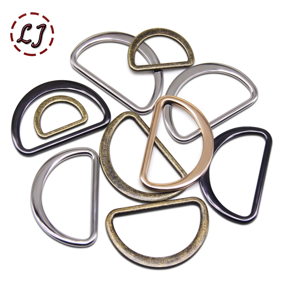 Metal D Ring Buckle 20pcs/lot 15mm/20mm/25mm/30mm/40mm silver black bronze gold type D ring Connection alloy metal shoes bags