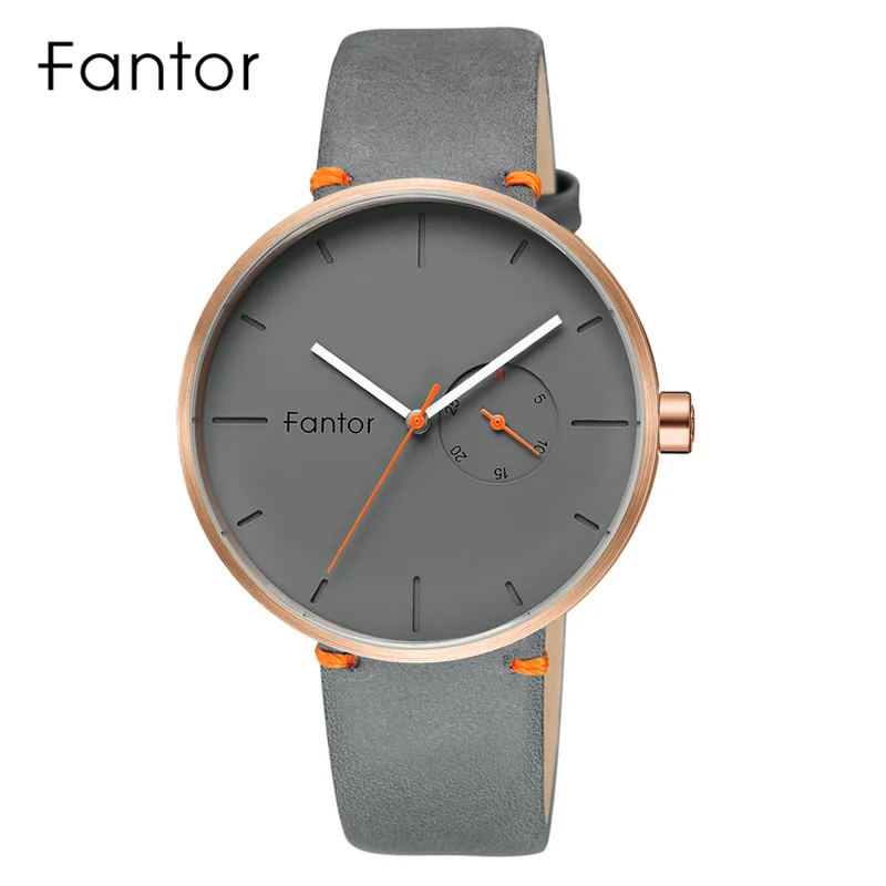 Fantor мужские часы в минималистическом стиле, роскошные Брендовые повседневные кварцевые наручные часы с хронографом, водонепроницаемые кожаные мужские часы