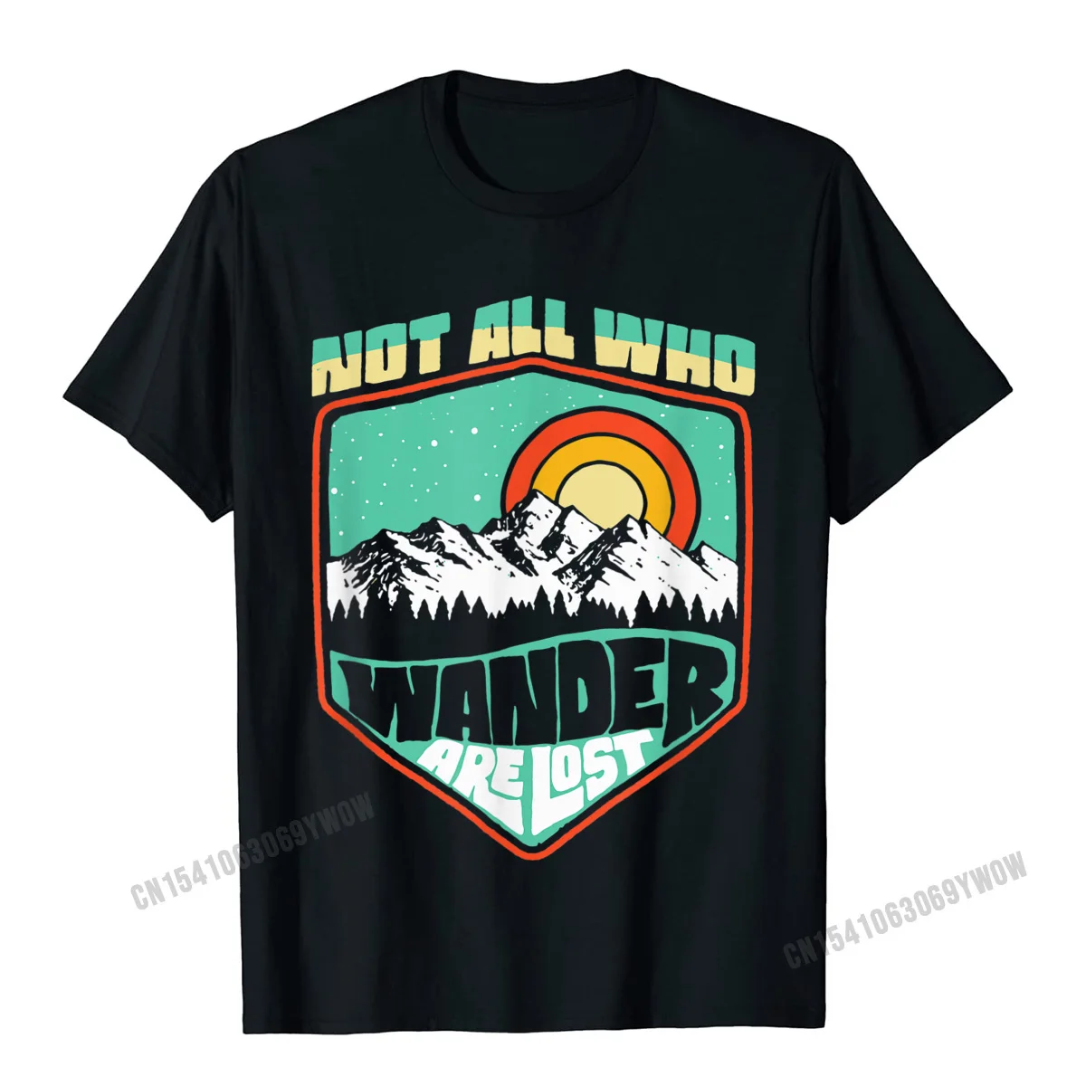 Slim Fit Men Fashionable Group Tees O Neck Labor Day 100% Cotton Fabric T Shirt Design Short Sleeve T Shirt Drop Shipping Not All Who Wander Are Lost Retro Outdoor 80s Badge T-Shirt__135 black