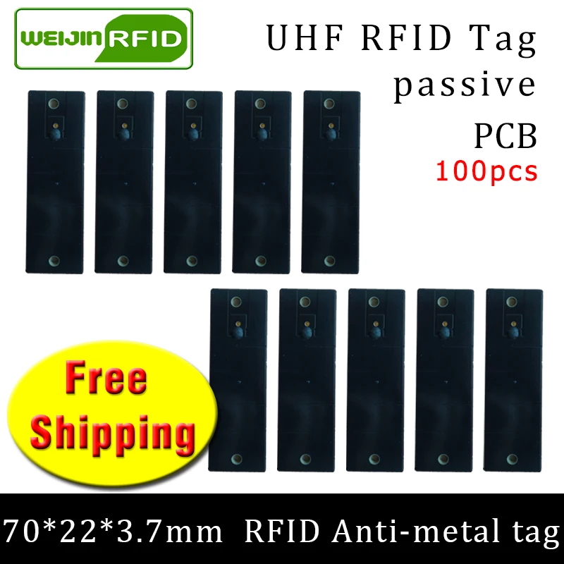 UHF RFID металлическая бирка 915 м 868 м Alien H3 EPC ISO18000 6c 100 шт. 70*22*3,7 мм это фиксированные средства PCB пассивные RFID метки
