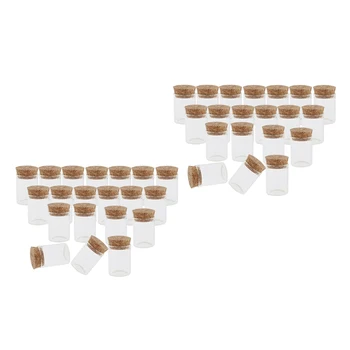 

10ml Mini Glass Jars with Cork Stopper - Pack of 40 - Clear Tiny Bottles Vials for Party Favors, Decorations, DIY Crafts