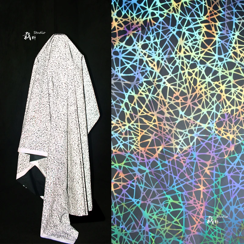 Светоотражающая трещина Серебряная флэш-ночная ткань Mirage дизайнерская ткань для Пэчворк Базен riche getzner tissus telas por metros