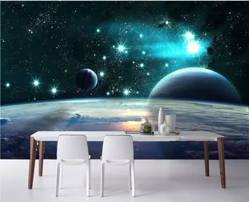 

CJSIR Custom Photo Wallpaper 3D Large Wall Murals Stickers 3D Vast Universe Star Planet Living Room TV Tooling Background