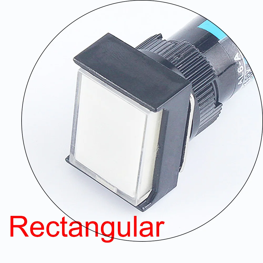 thumbnail image 1 of Interruptores pulsadores de plástico cuadrados y redondos de 16 mm, 5 V, 12 V, 24 V, 220 V, 1 NO, 1 NC/2 NO, 2 NC, con iluminación LED momentánea y bloqueo, 1 of 5