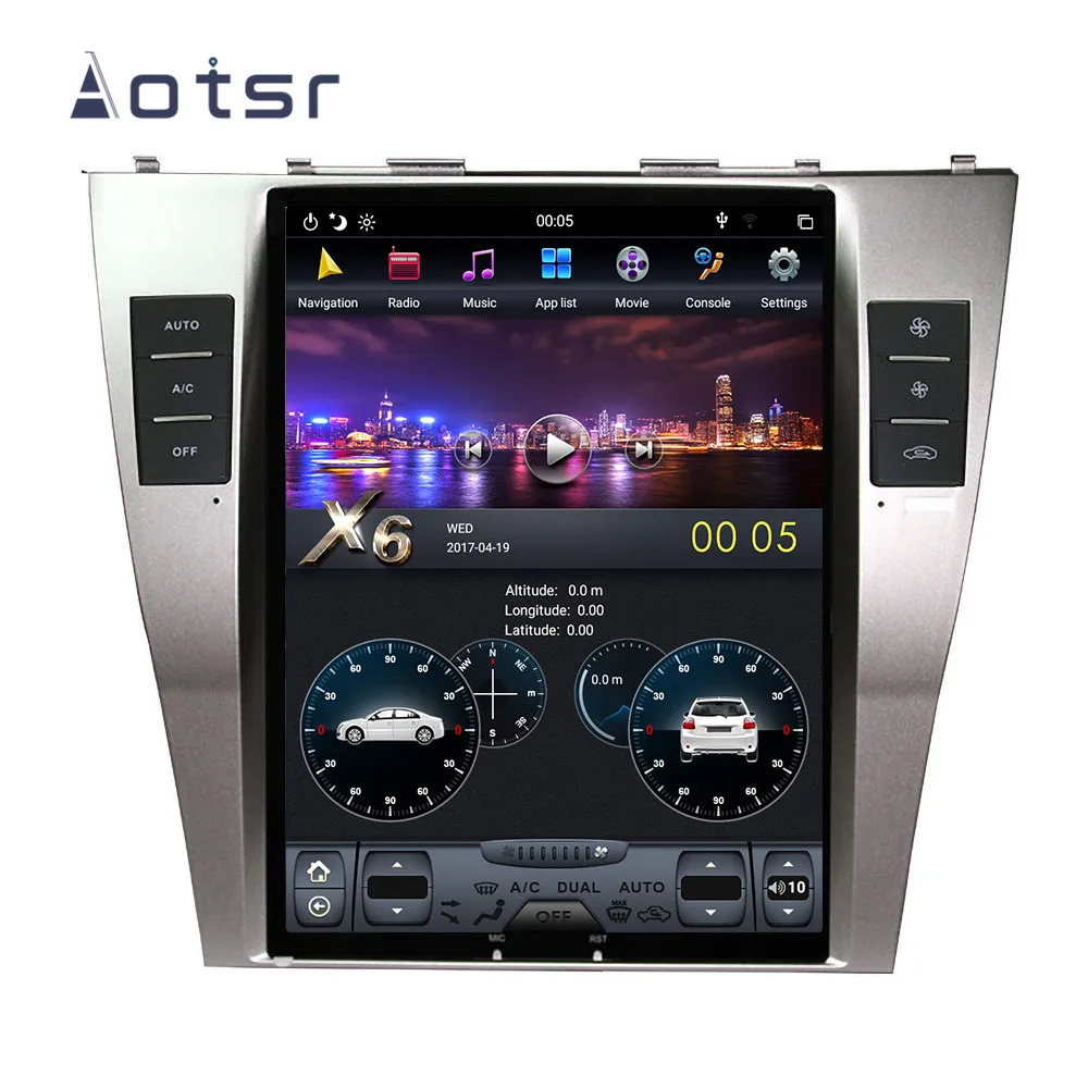 Best Tesla style Android 9.0 car GPS navigation for Toyota Camry 2007-2012 Auto Radio Stereo Head Unit Tape Recorder Vertical Screen 6