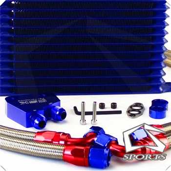 

Universal 15 Row Engine Oil Cooler Kit + Sandwich Plate adapter For LS1 LS2 LS3 BLUE