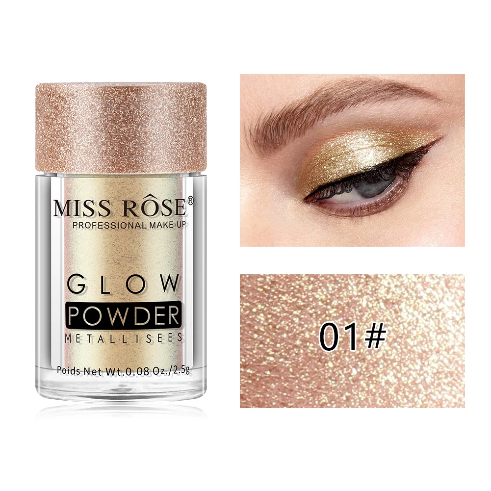 Miss Rose тени для глаз с металлическим отливом порошок 16 цветов мерцающий Русалка фиолетовый пигмент длительнего действия водоустойчивые, блестящие тени для век Новинка - Цвет: 01