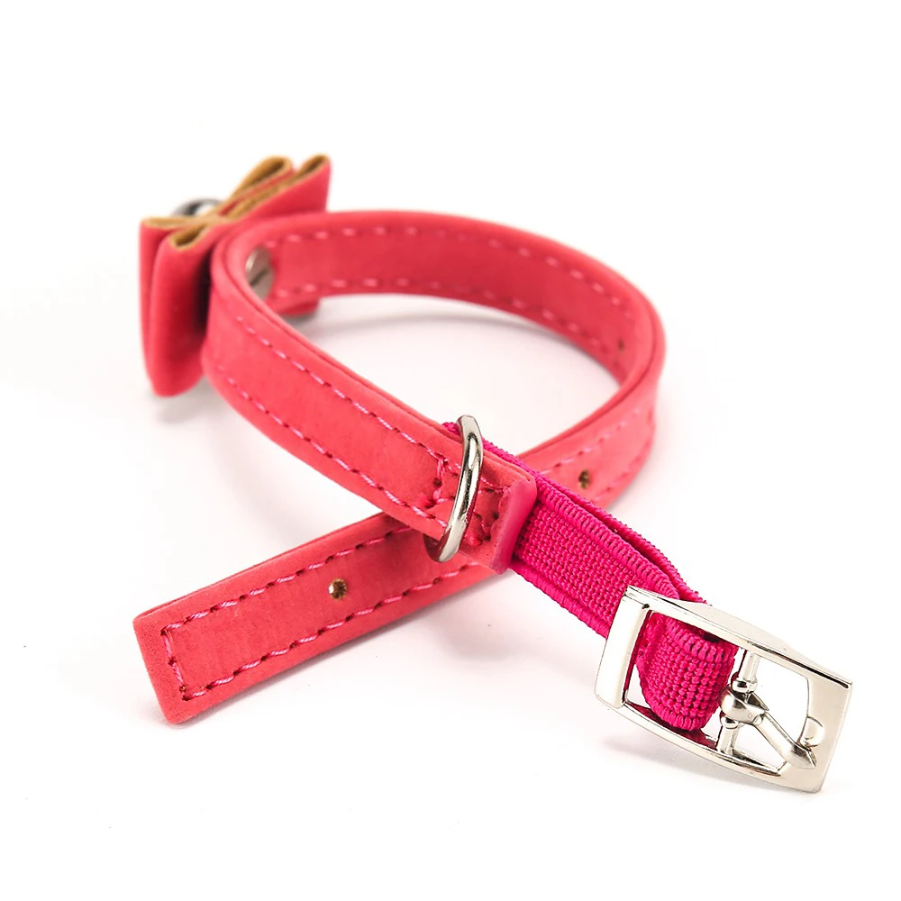 Collars For Dogs Cats Solid Bowknot Bells Velvet Dog Collar Chihuahua Pet Collar Dog Leash Cat Supplies Pet Accessories PQ004 (6)