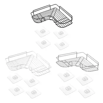 

4 Transparent Stickers Bathroom Punch-free Corner Rack Toilet Utensils Iron Storage Rack Kitchen Tripod Bathroom Corner Rack