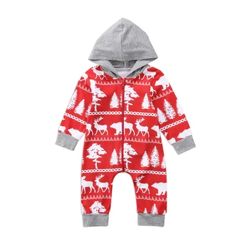 

Christmas Newborn Baby Boy Girls Clothes Hooded Romper Clothes Outfits Homewear