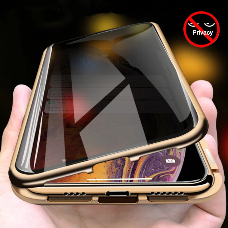 Закаленное Магнитный чехол для iPhone XS Max XR X 8 7 6S 6 Plus магнитный металлический бампер