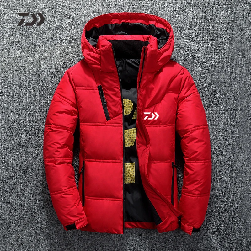 Daiwa куртка осень зима рыболовная куртка мужская мульти-карманная уличная однотонная походная рыболовная одежда утолщенная термальная хлопковая одежда - Цвет: Красный