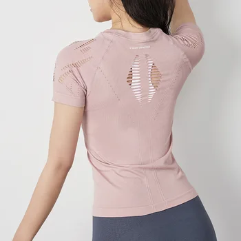 

Spring and Summer 2020 New Hollow Self-cultivation Short Sleeve Beautiful Back Running Yoga and Fitness Top for Women