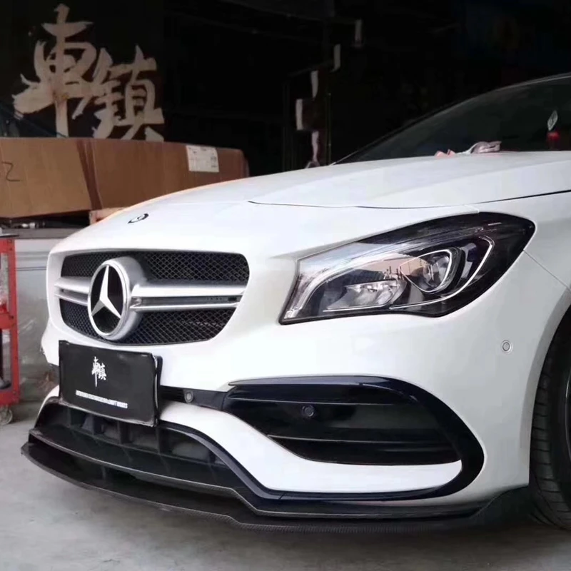 Для Mercedes Benz cla Class cl45 AMG спортивная версия- глянцевый черный передний бампер спойлер для губ разветвители Canards вентиляционные отверстия 8 шт