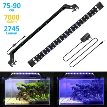 

20W 73cm Blue & White LED Adjustable Aquarium Fish Tank Lamp Super Clip On Light 73-83cm Extensible Lightings