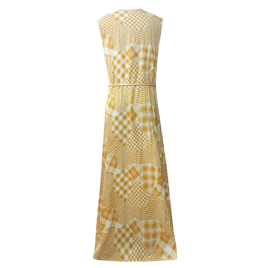 Women Sexy Lace Dress Vintage Print Patchwork O-Neck Sleeveless Summer Plus Size Maxi Long Ladies Dresses Elegant Girls  723