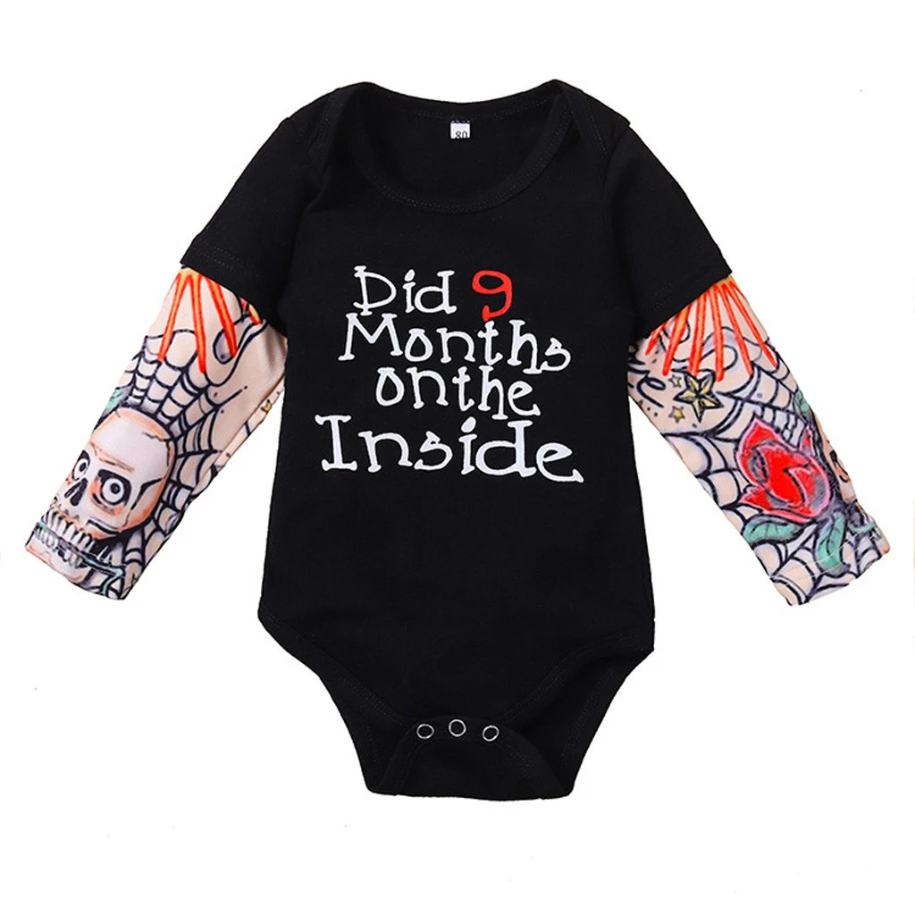Moda Bebe Ninos Romper Manga Larga Dibujo Tatuaje Rock Letra Ninos Nino Ropa De Bebe Pelele Conjunto may26 Bodis Aliexpress