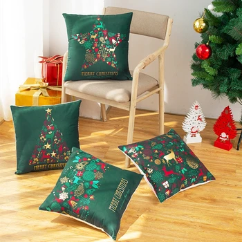 

Green Christmas Pillowcase Merry Christmas Decoration for Home Xmas Ornaments Noel Pillow-case Natal 2021 Navidad New Year