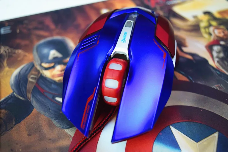 E-3LUE игровая мышь Marvel Мстители Капитан Америка M639 синяя профессиональная Проводная игровая мышь с коробкой