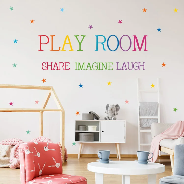 Цветной узор, Настенная Наклейка для детской комнаты, декоративные обои для спальни, английские пословицы, съемная наклейка s