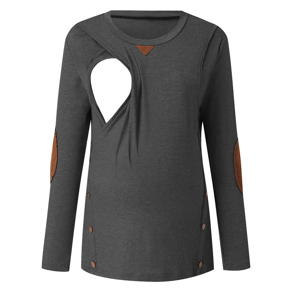 ARLONEET Одежда для беременных осень зима Повседневная Женская одежда для беременных Топ для кормления грудью футболка Блузка - Цвет: GY