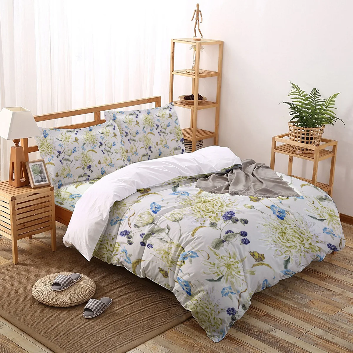 Chrysanthemum White Tile Bedding Set Four sets of customized bed sheets Sets Luxury | Дом и сад