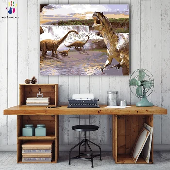 

DIY colorings pictures by numbers with colors Super dinosaurs painting drawing painting by numbers framed Home