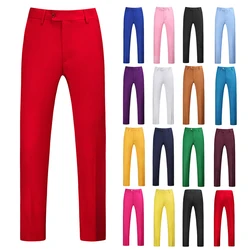 New Mens Pure Color Business Occupation Slim Fit Dress Office Trousers Mens Dress Formal Suit Pants Casual For Men