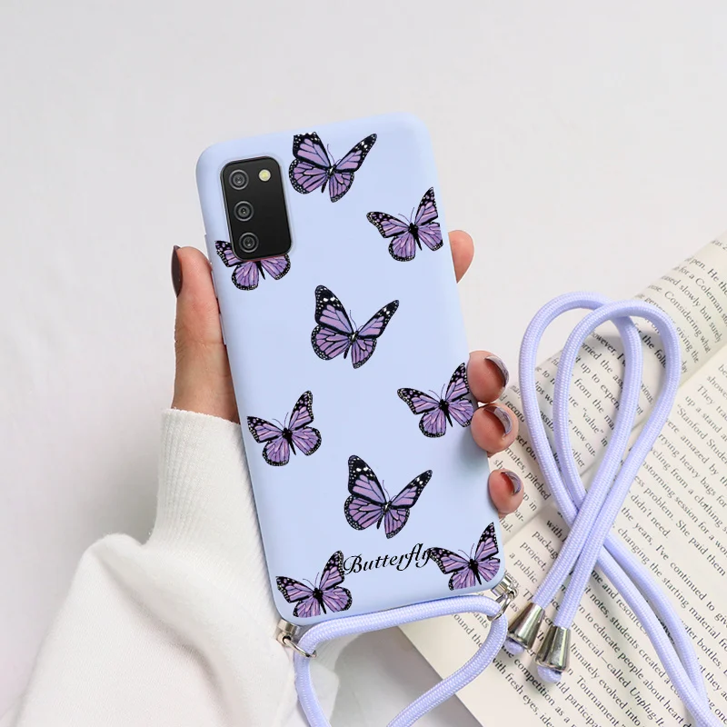 For Samsung Galaxy A02s GalaxyA02s A 02s SM-A025F Bumper 6.5inch Fashion Rope Holder Necklace Strap Cord Lanyard TPU Phone Cases samsung silicone case Cases For Samsung