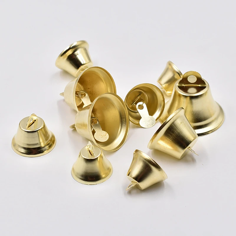 10-50mm Gold Plated Bells Ornaments Trumpet Mini Jingle Bells for