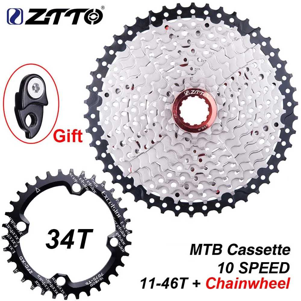 ZTTO велосипед 10 скоростей кассета 11-46T с цепным колесом 10 S 10v 46t k7 широкое соотношение MTB горный велосипед Freewheel 10 скоростей звездочки - Цвет: 34T 10s 46T