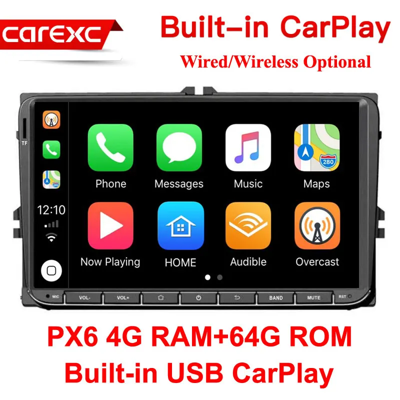 CarExc беспроводной CarPlay 2 din 9 ''Android 9,0 Радио Стерео gps Navi для VW Passat B6 CC Polo GOLF 5 6 Touran Jetta Tiguan Magotan - Цвет: PX6 64G ROM