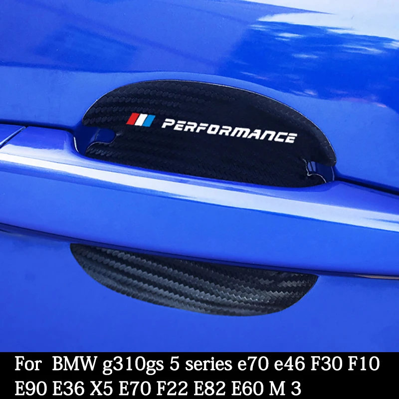 

For BMW 5 Series g310gs e70 e46 F30 F10 E90 E36 X5 E70 F22 4Pcs Carbon Fiber Car Door Handle Scratch Protector Leather Stickers