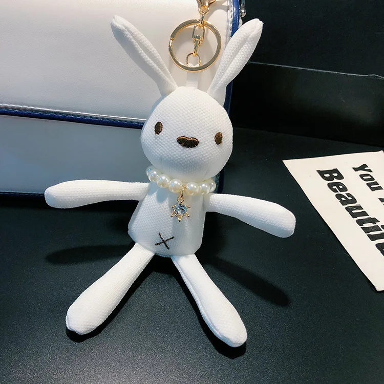 Cute Rabbit Keychain Creative Cartoon doll Accessories Japanese Korean Car Rabbit Bag Package Pendant Gift Wholesale